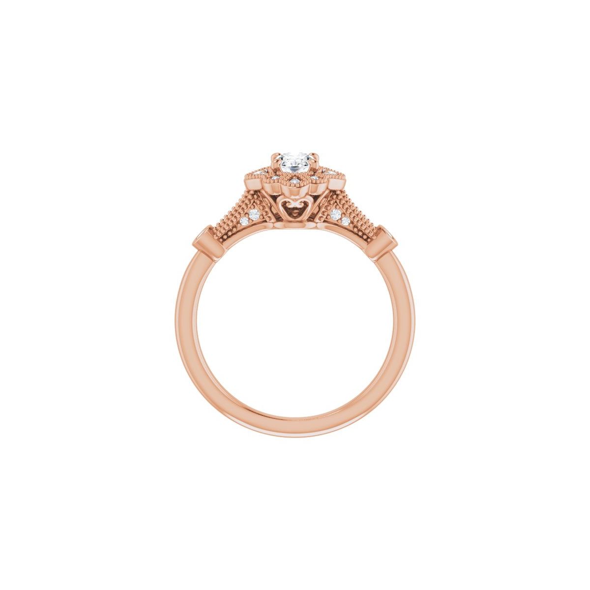 Oval Halo-Style Engagement Ring Semi-Mount - gallery - Series 123884