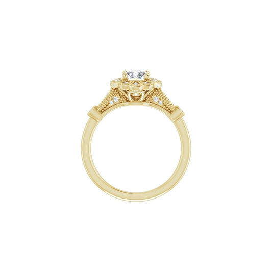 Cushion Halo-Style Engagement Ring Semi-Mount - gallery - Series 123884