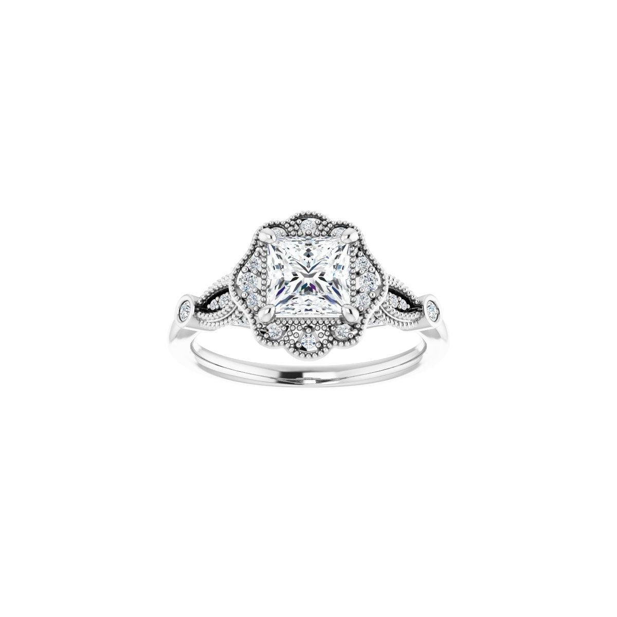 Square Halo-Style Engagement Ring Semi-Mount - gallery - Series 123884