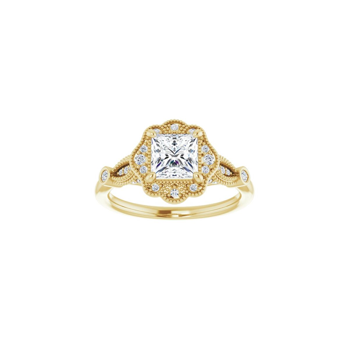 Square Halo-Style Engagement Ring Semi-Mount - gallery - Series 123884