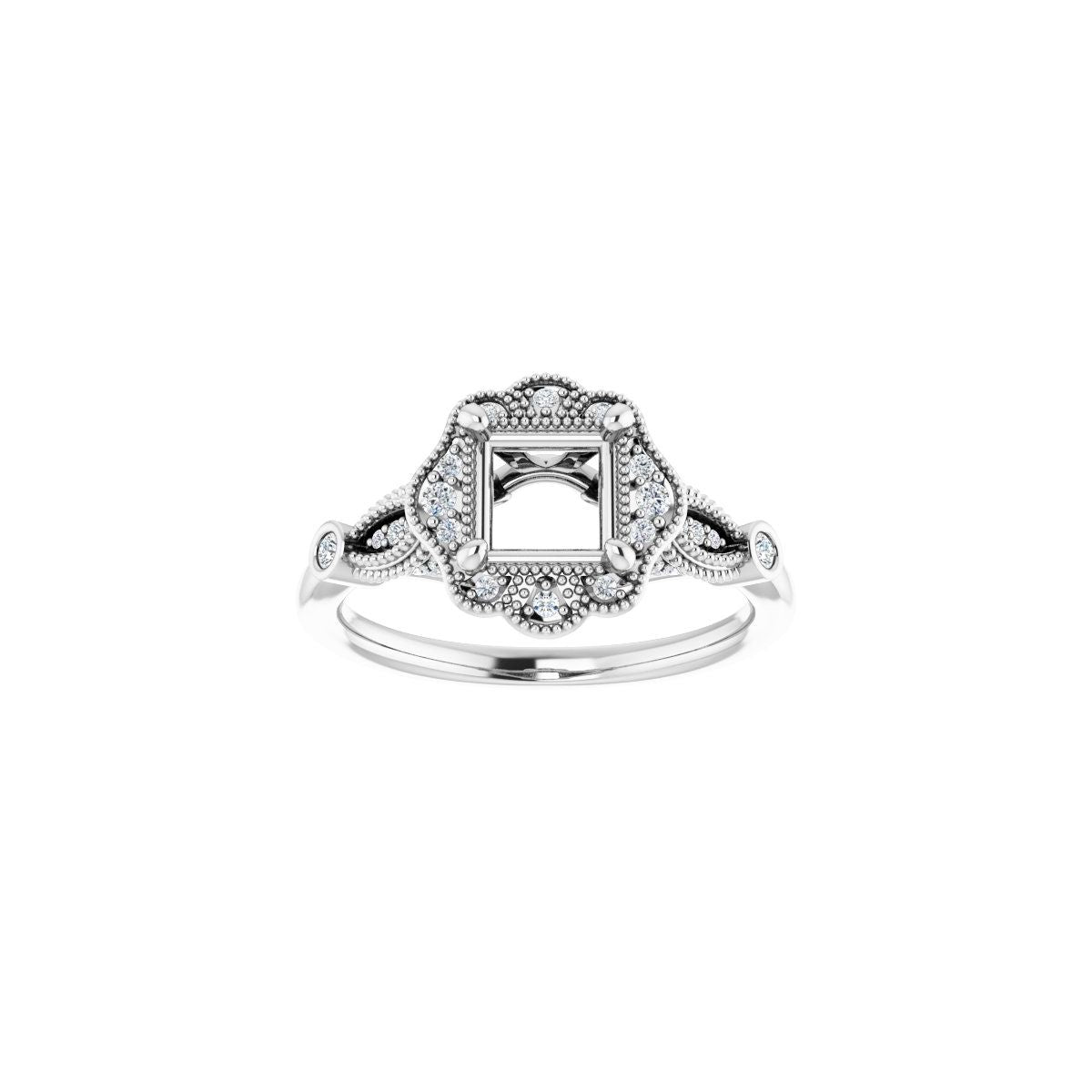 Square Halo-Style Engagement Ring Semi-Mount - gallery - Series 123884