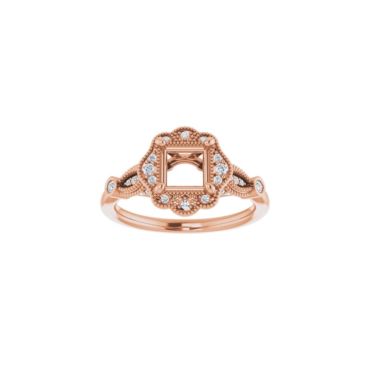 Square Halo-Style Engagement Ring Semi-Mount - gallery - Series 123884