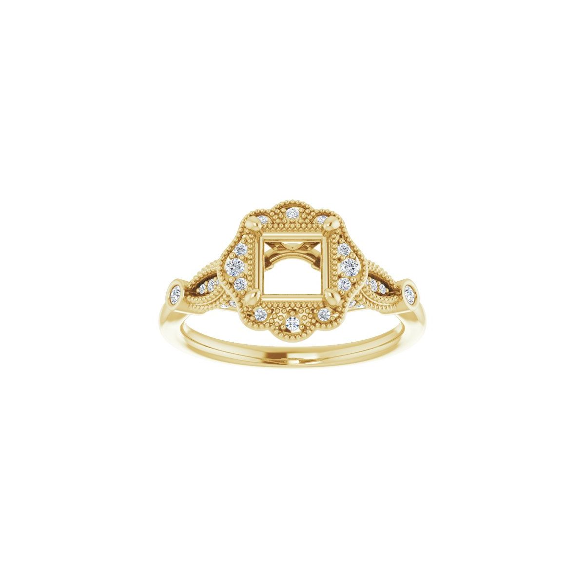 Square Halo-Style Engagement Ring Semi-Mount - gallery - Series 123884