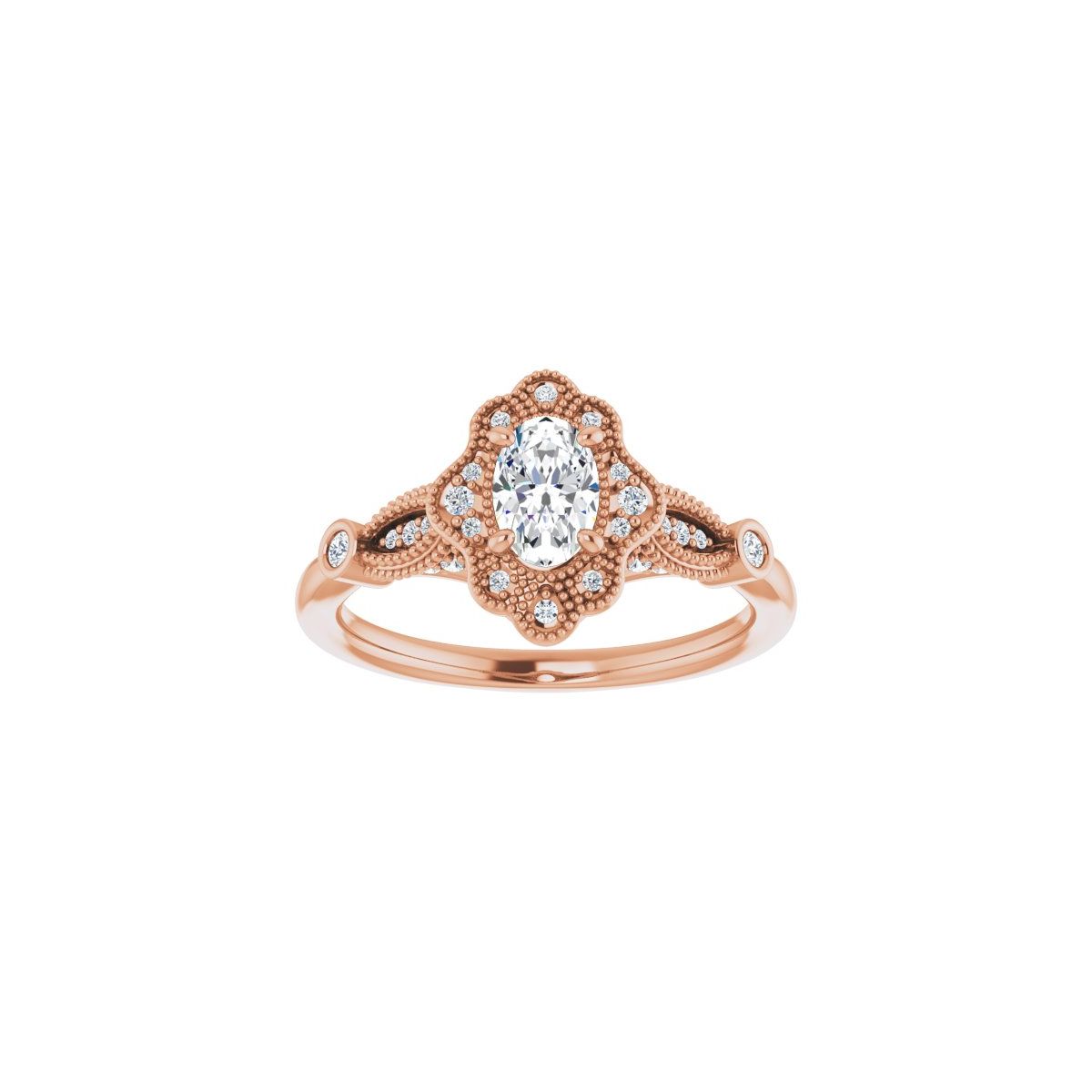 Oval Halo-Style Engagement Ring Semi-Mount - gallery - Series 123884