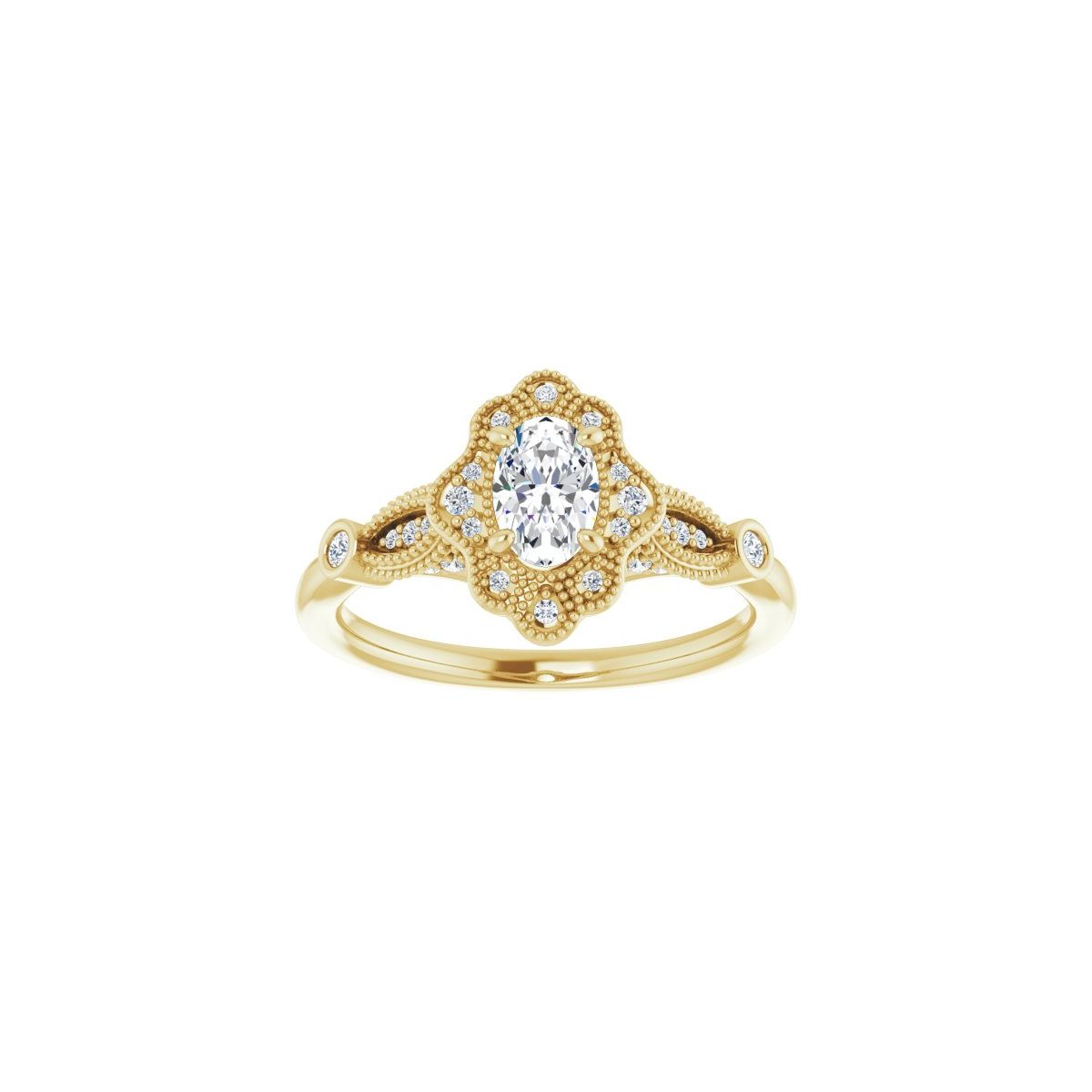 Oval Halo-Style Engagement Ring Semi-Mount - gallery - Series 123884