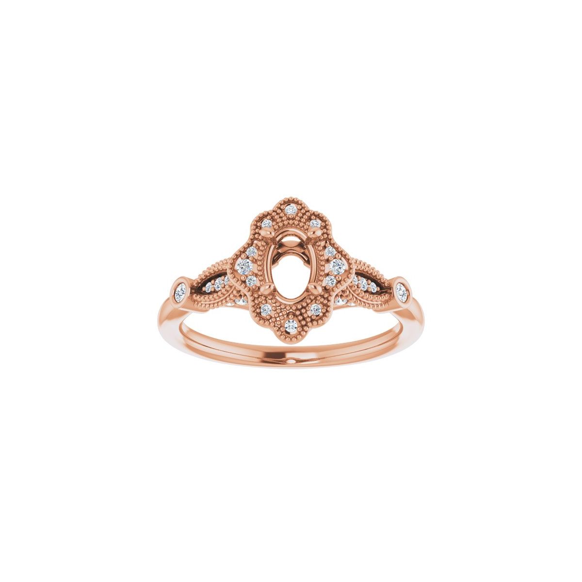 Oval Halo-Style Engagement Ring Semi-Mount - gallery - Series 123884