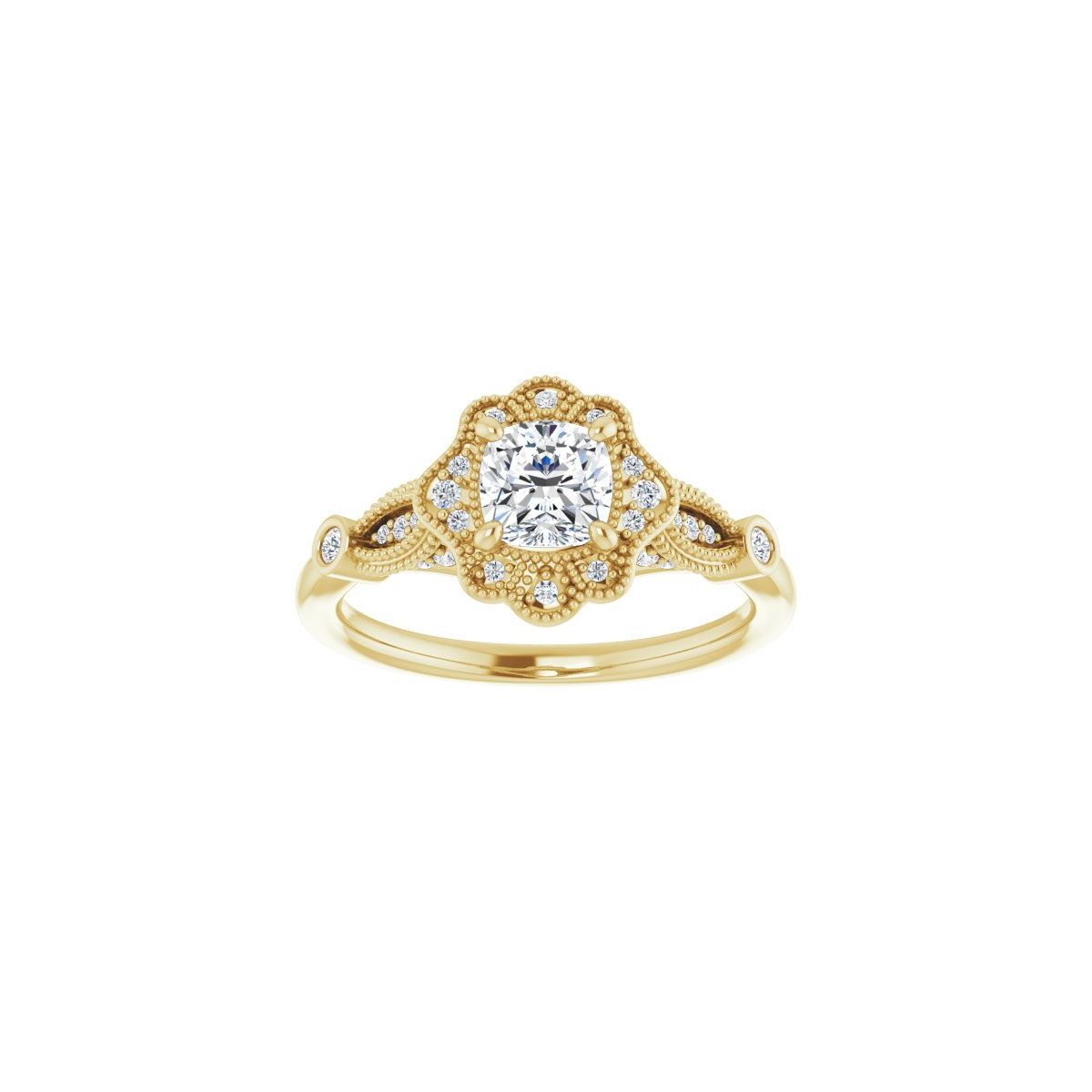 Cushion Halo-Style Engagement Ring Semi-Mount - gallery - Series 123884
