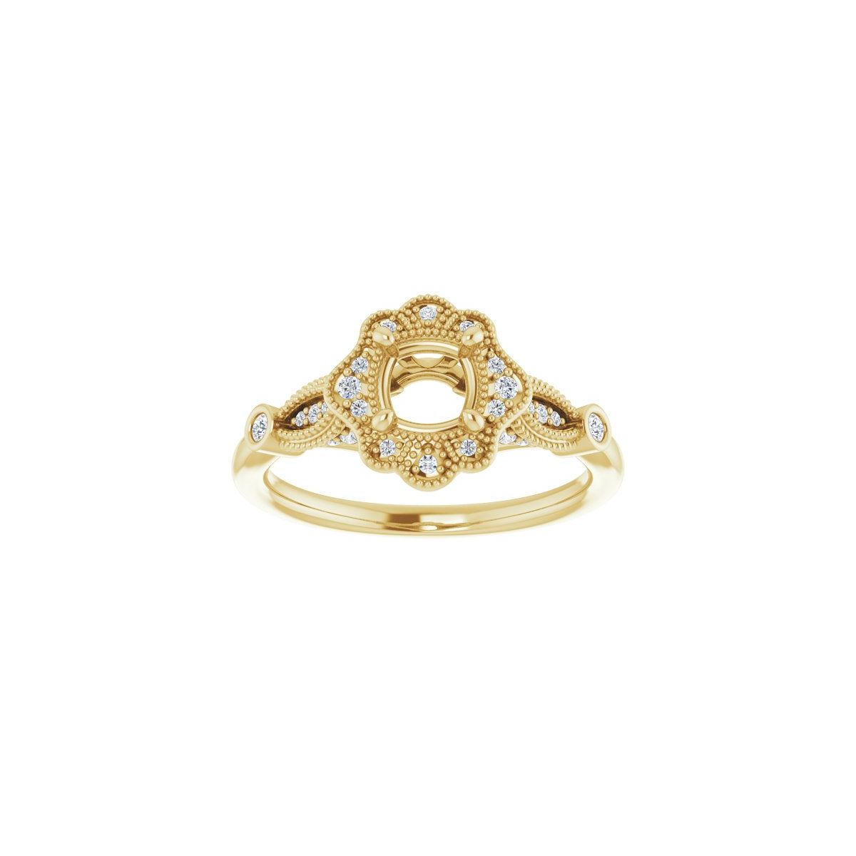 Cushion Halo-Style Engagement Ring Semi-Mount - gallery - Series 123884