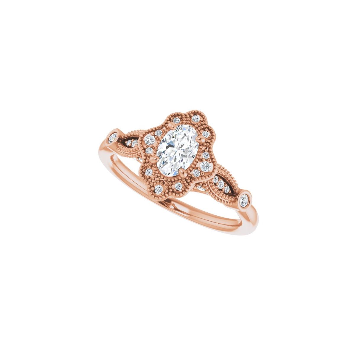 Oval Halo-Style Engagement Ring Semi-Mount - gallery - Series 123884
