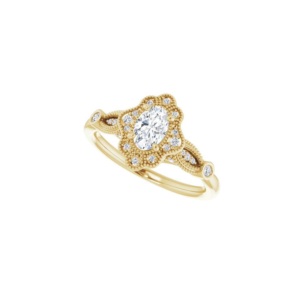 Oval Halo-Style Engagement Ring Semi-Mount - gallery - Series 123884