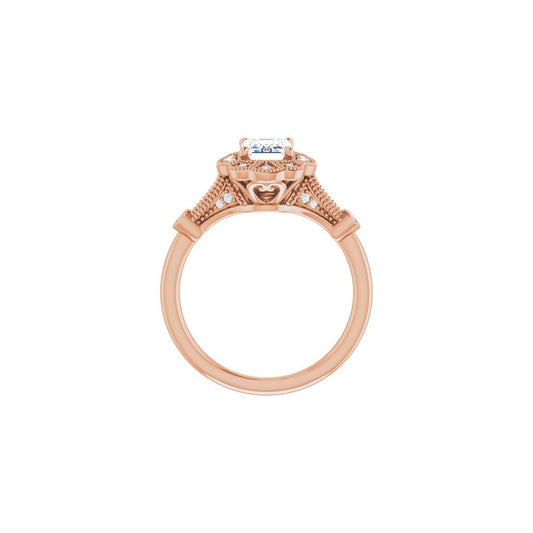 Emerald Halo-Style Engagement Ring Semi-Mount - gallery - Series 123884