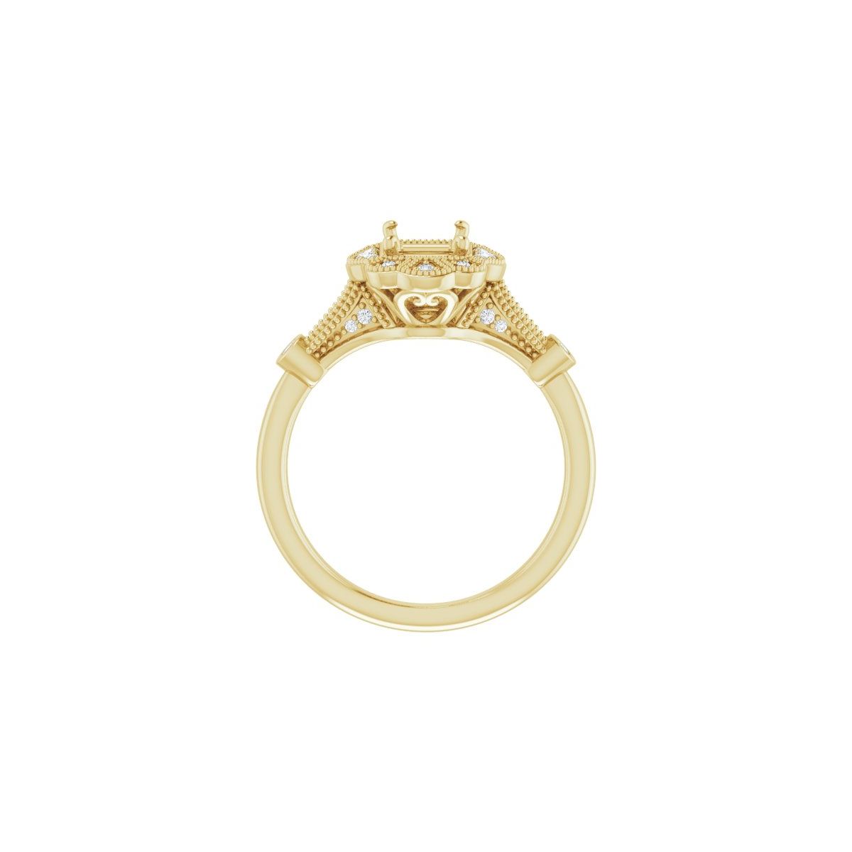 Emerald Halo-Style Engagement Ring Semi-Mount - gallery - Series 123884