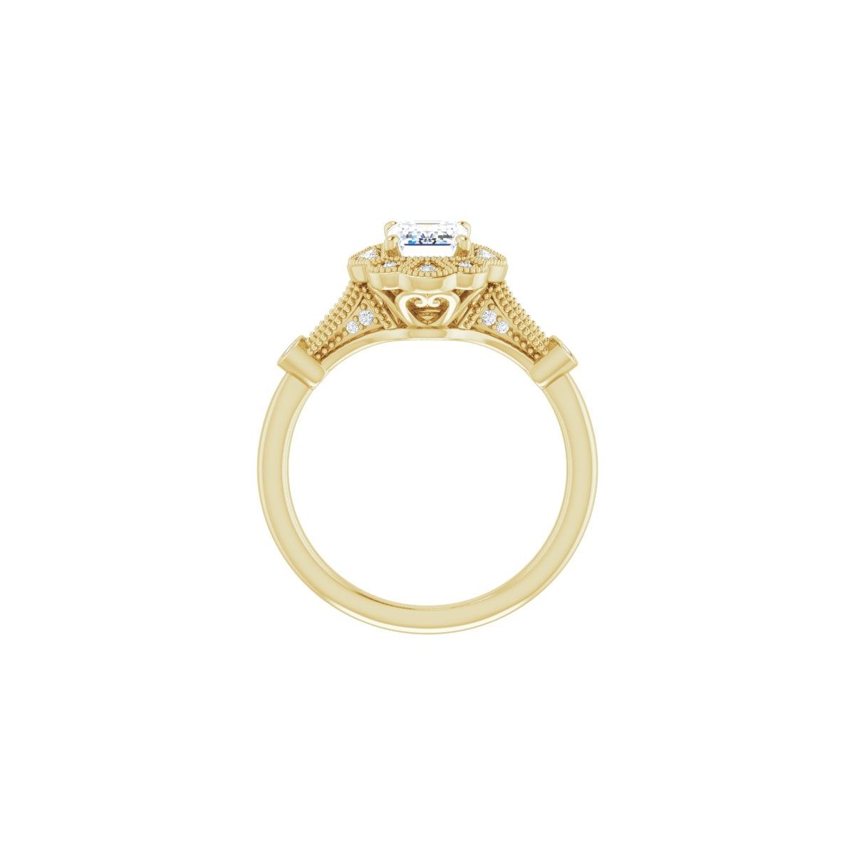 Emerald Halo-Style Engagement Ring Semi-Mount - gallery - Series 123884