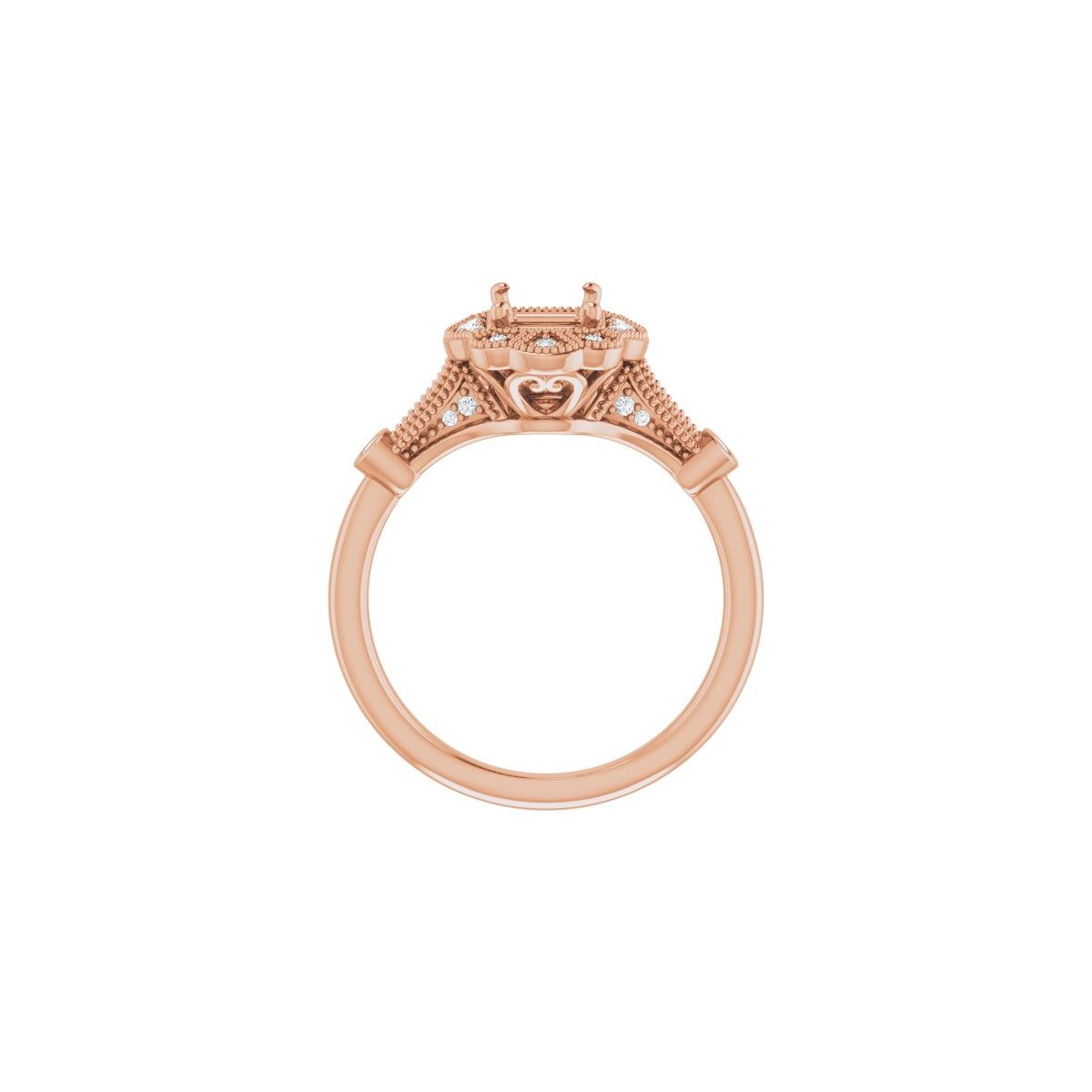 Emerald Halo-Style Engagement Ring Semi-Mount - gallery - Series 123884
