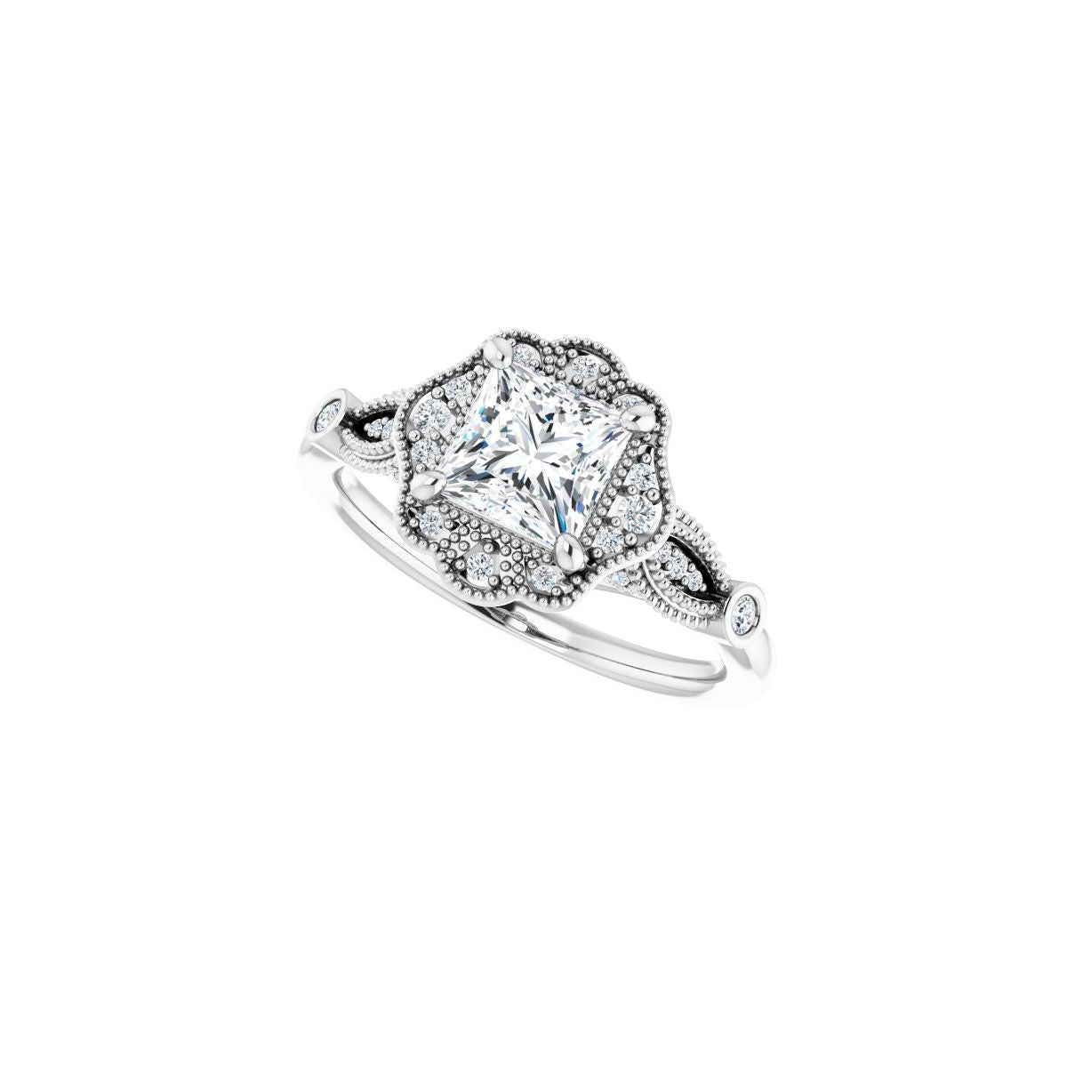 Square Halo-Style Engagement Ring Semi-Mount - gallery - Series 123884
