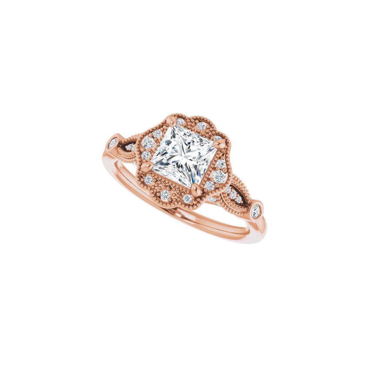Square Halo-Style Engagement Ring Semi-Mount - gallery - Series 123884