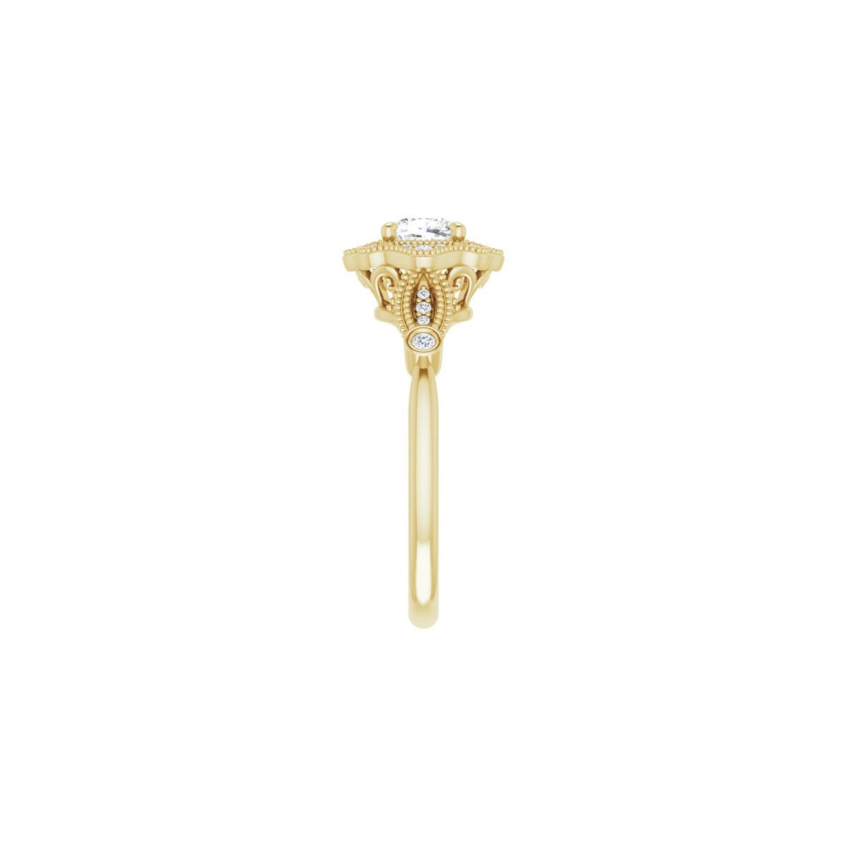 Cushion Halo-Style Engagement Ring Semi-Mount - gallery - Series 123884