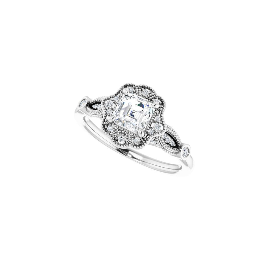 Asscher Halo-Style Engagement Ring Semi-Mount - gallery - Series 123884