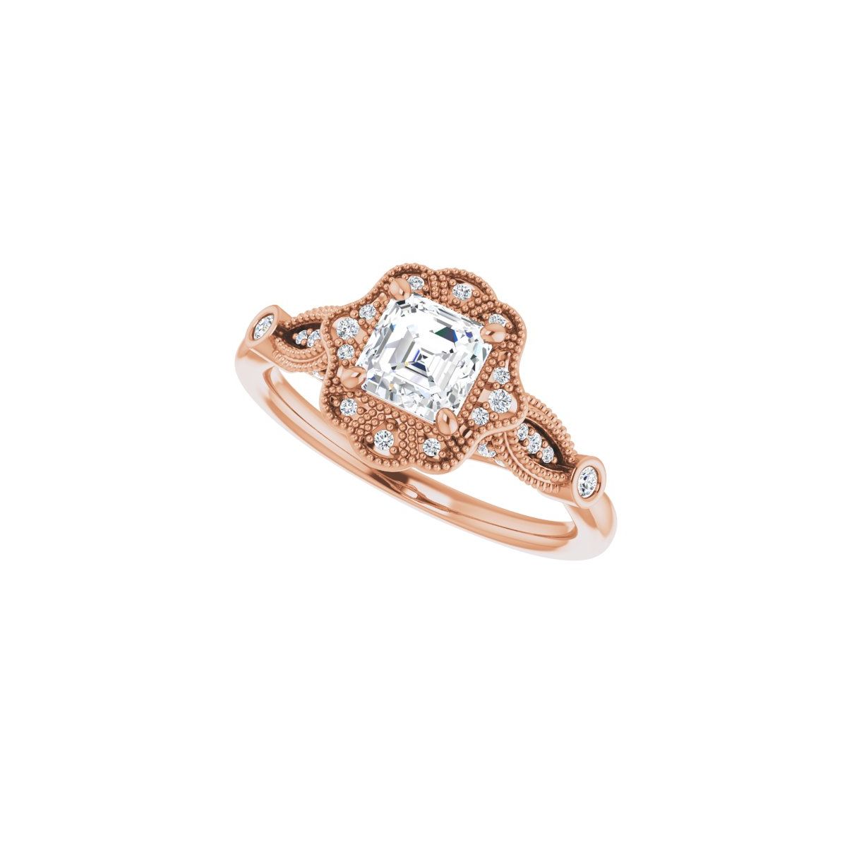Asscher Halo-Style Engagement Ring Semi-Mount - gallery - Series 123884