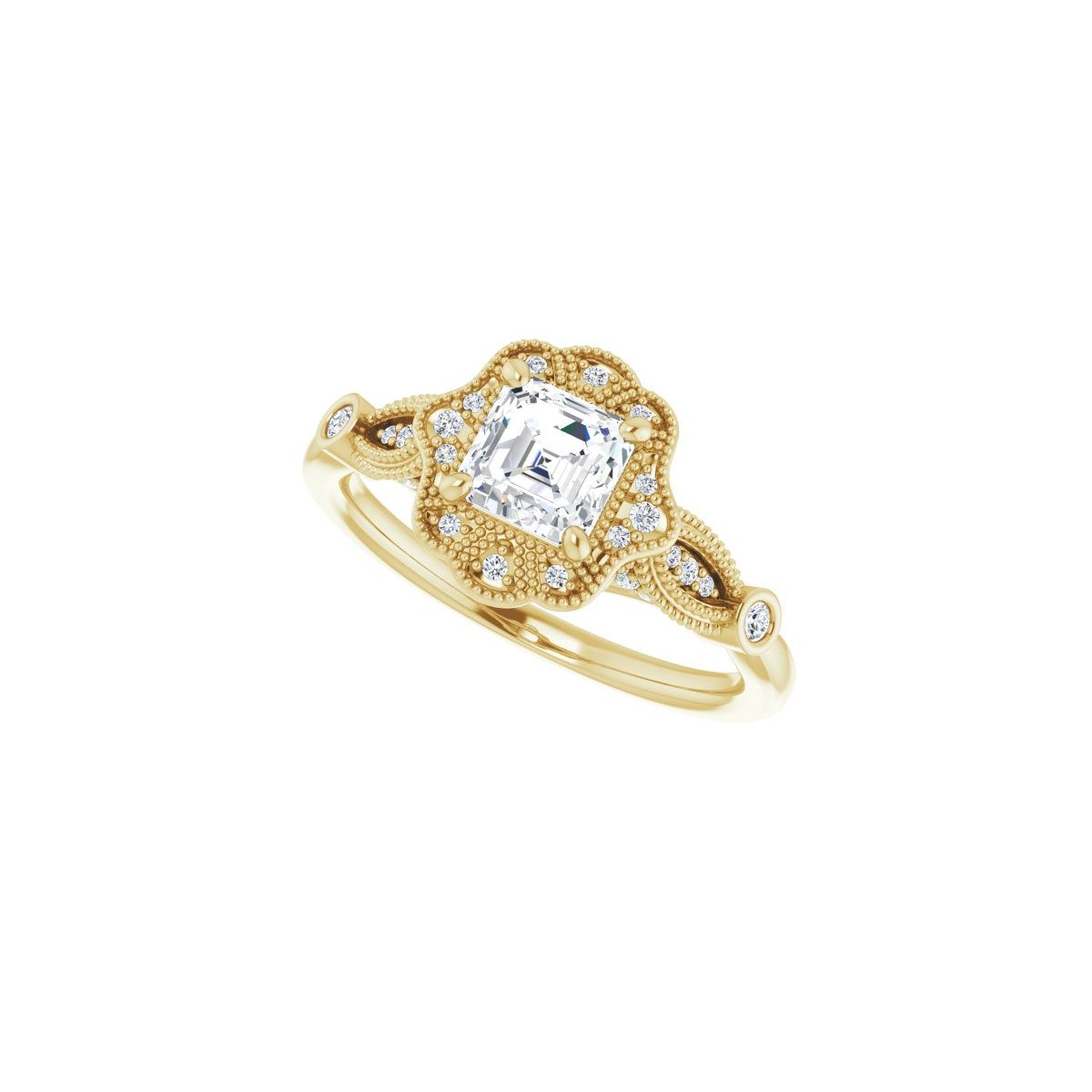 Asscher Halo-Style Engagement Ring Semi-Mount - gallery - Series 123884
