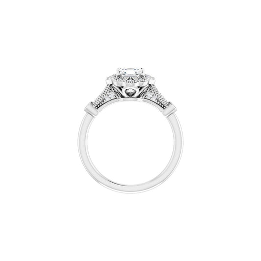 Asscher Halo-Style Engagement Ring Semi-Mount - gallery - Series 123884