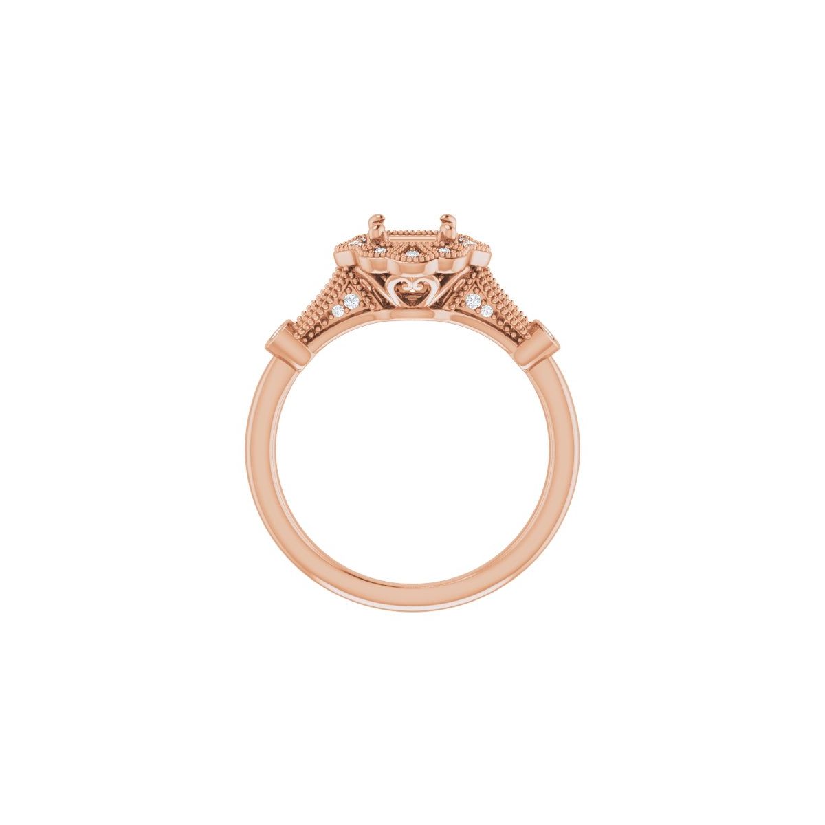 Asscher Halo-Style Engagement Ring Semi-Mount - gallery - Series 123884