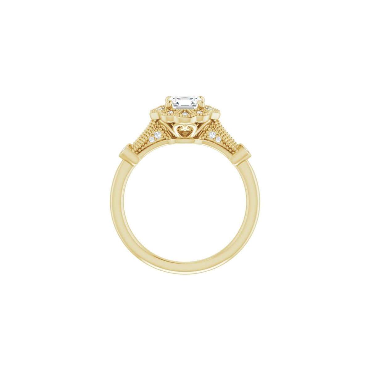 Asscher Halo-Style Engagement Ring Semi-Mount - gallery - Series 123884