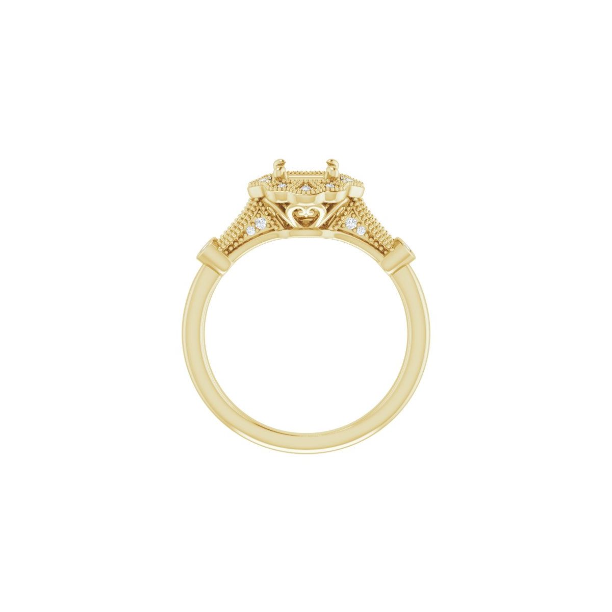 Asscher Halo-Style Engagement Ring Semi-Mount - gallery - Series 123884