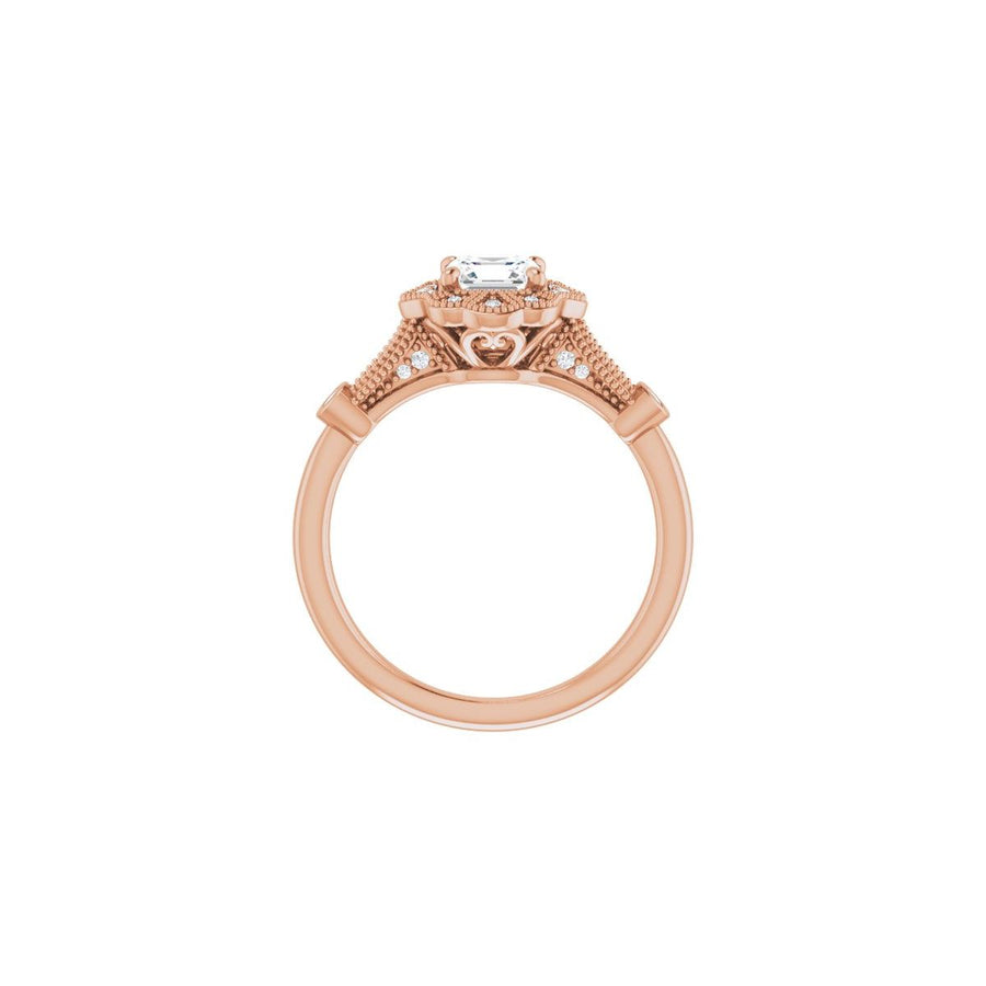 Asscher Halo-Style Engagement Ring Semi-Mount - gallery - Series 123884