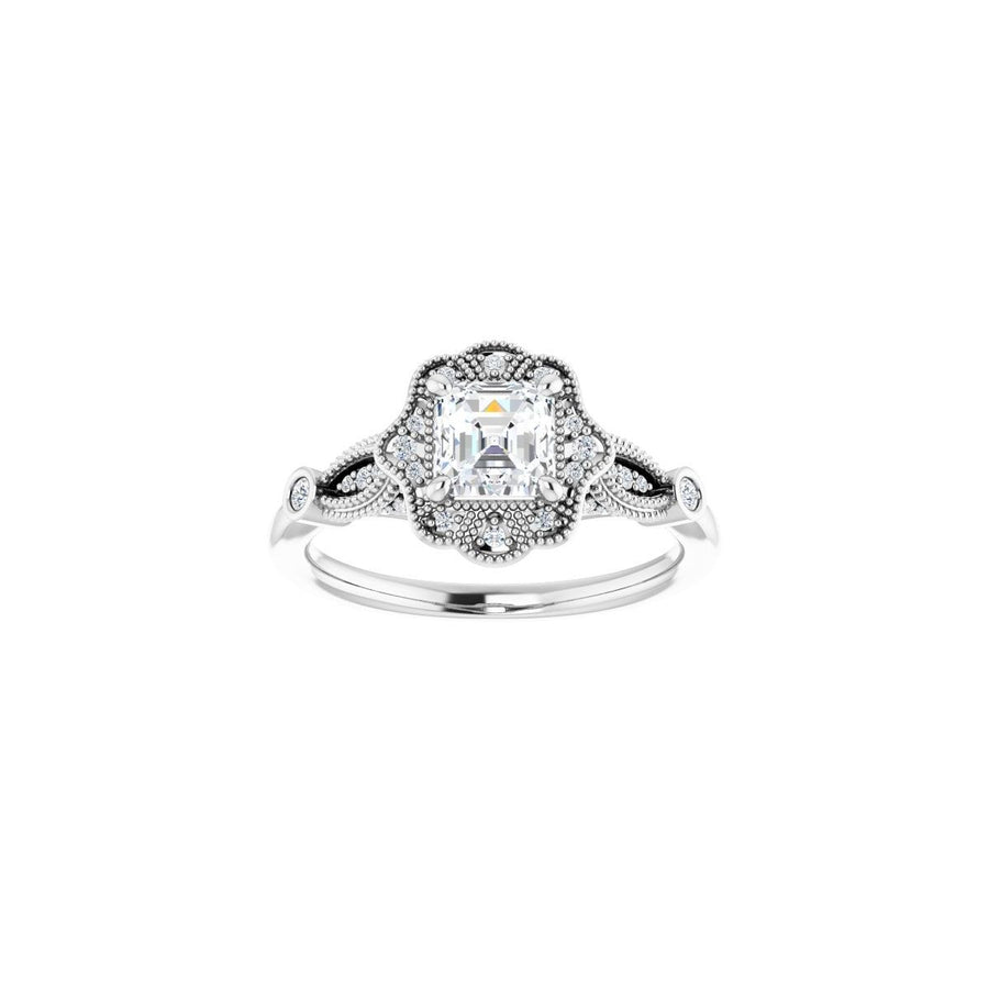 Asscher Halo-Style Engagement Ring Semi-Mount - gallery - Series 123884