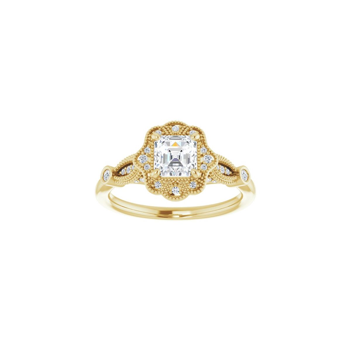 Asscher Halo-Style Engagement Ring Semi-Mount - gallery - Series 123884