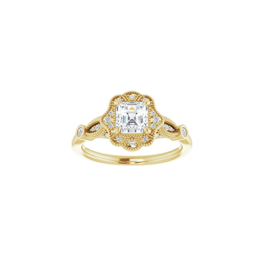 Asscher Halo-Style Engagement Ring Semi-Mount - gallery - Series 123884