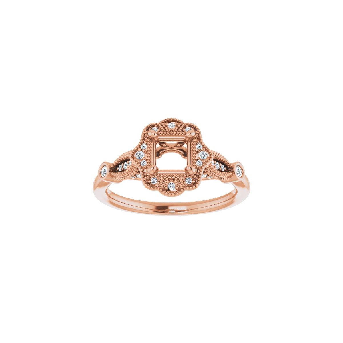 Asscher Halo-Style Engagement Ring Semi-Mount - gallery - Series 123884