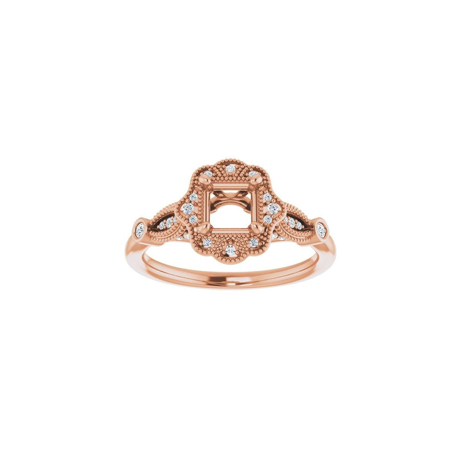 Asscher Halo-Style Engagement Ring Semi-Mount - gallery - Series 123884