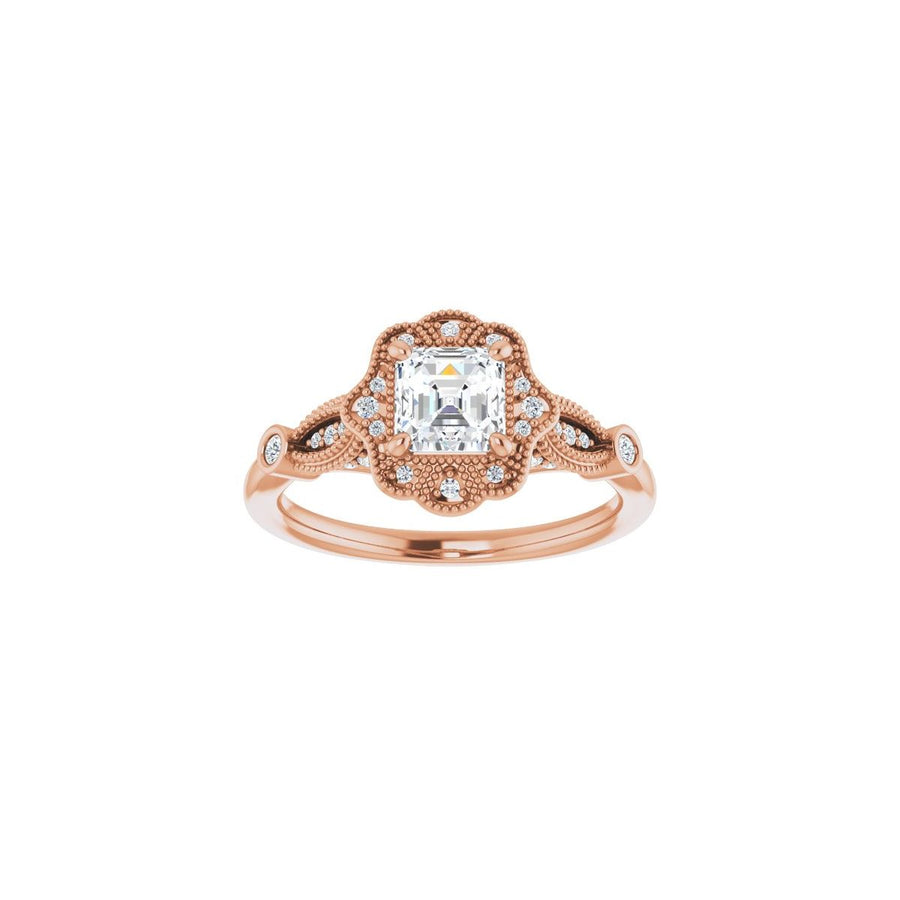 Asscher Halo-Style Engagement Ring Semi-Mount - gallery - Series 123884