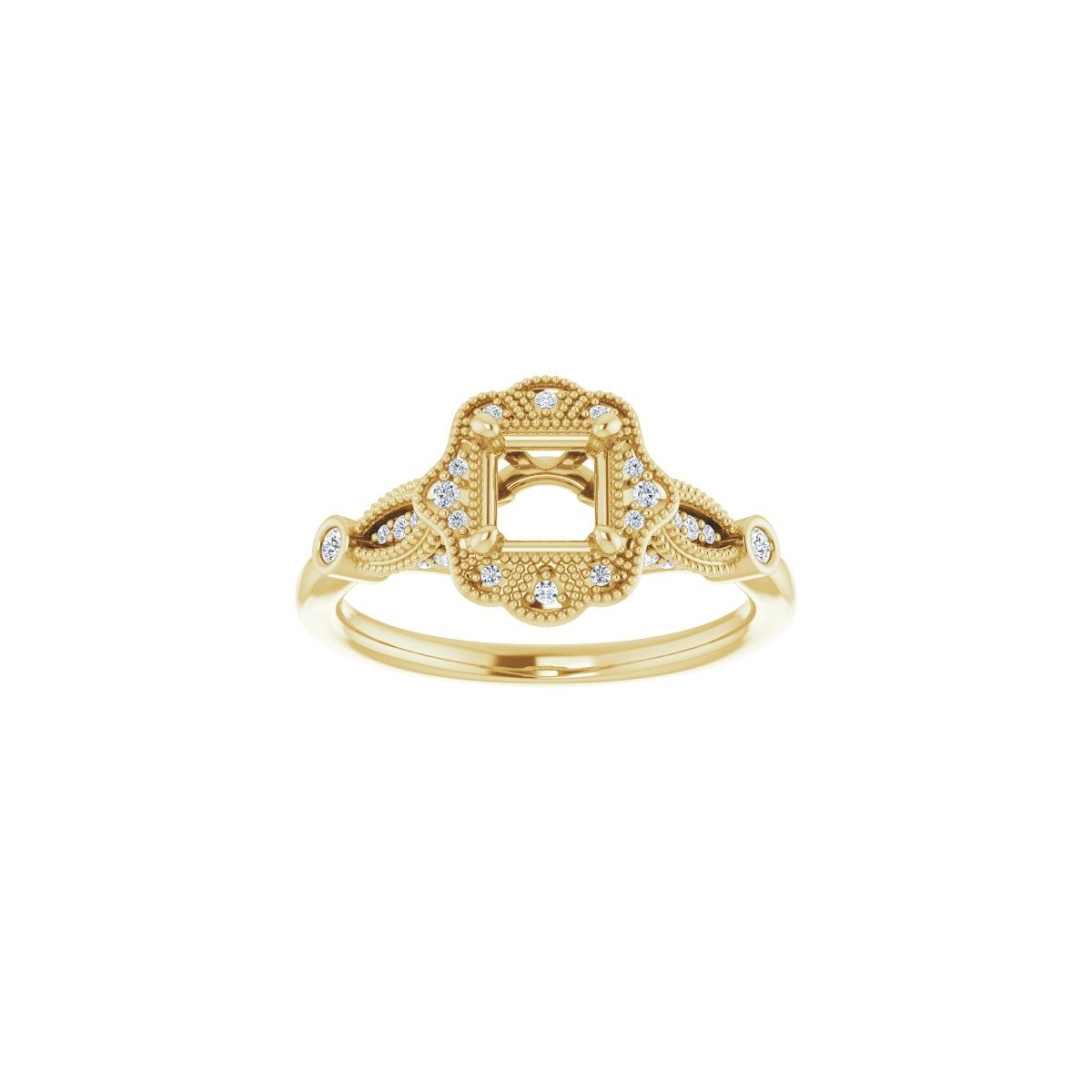 Asscher Halo-Style Engagement Ring Semi-Mount - gallery - Series 123884