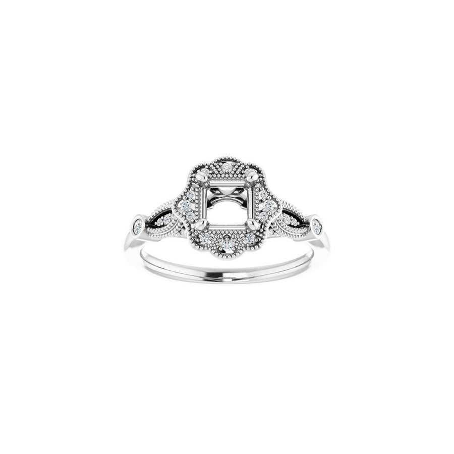 Asscher Halo-Style Engagement Ring Semi-Mount - gallery - Series 123884