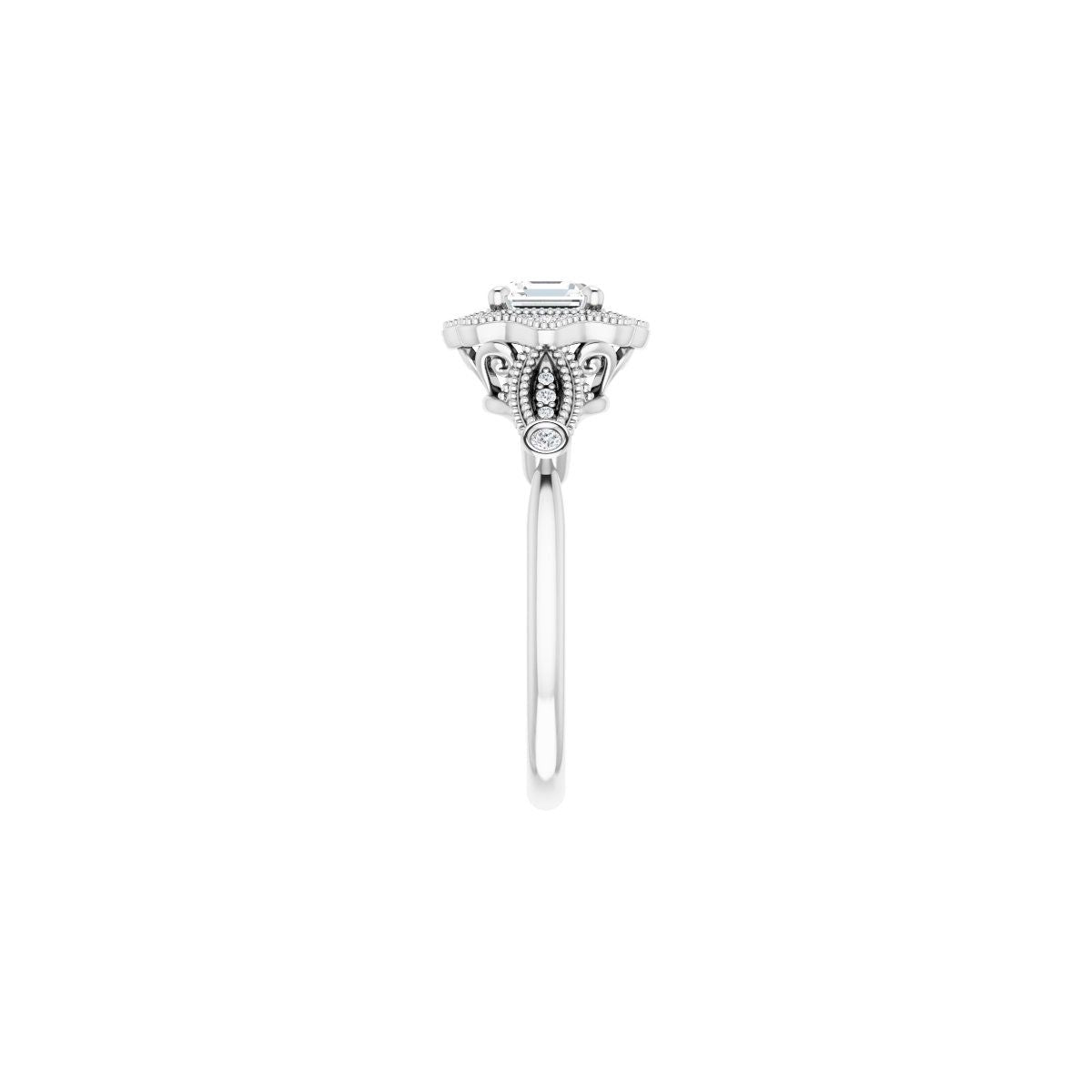 Asscher Halo-Style Engagement Ring Semi-Mount - gallery - Series 123884