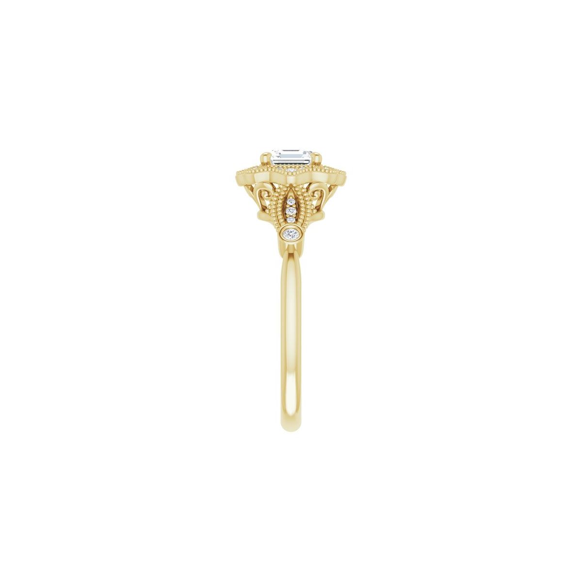 Asscher Halo-Style Engagement Ring Semi-Mount - gallery - Series 123884