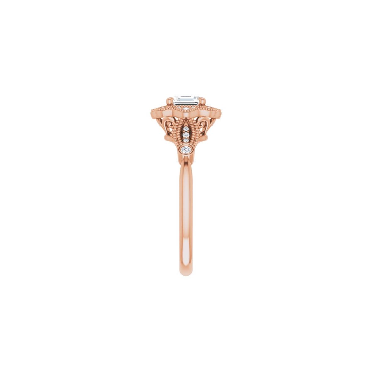 Asscher Halo-Style Engagement Ring Semi-Mount - gallery - Series 123884