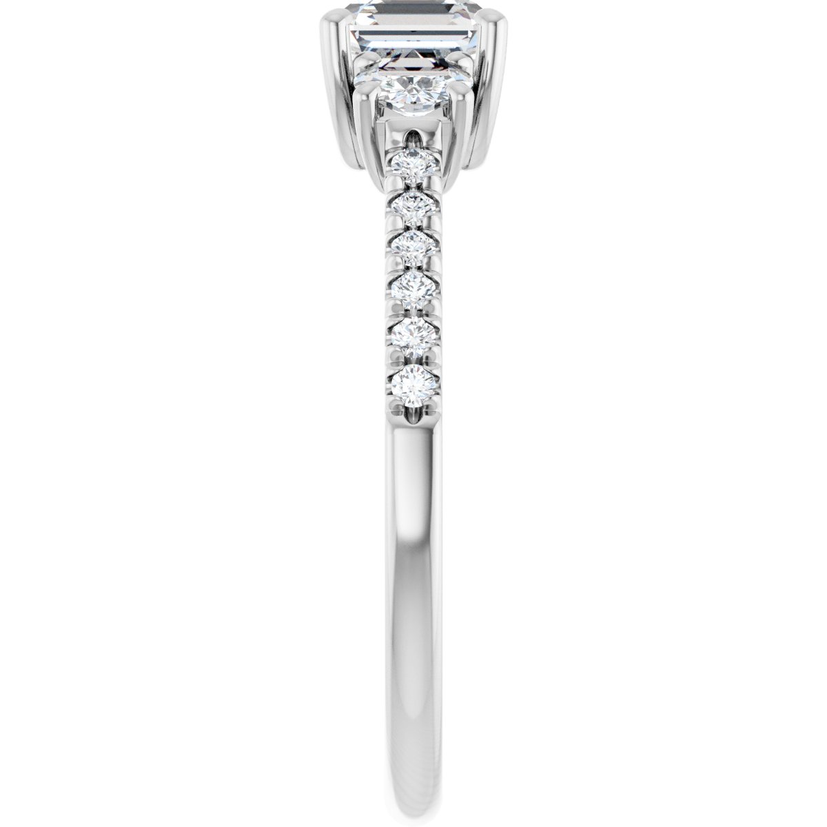 Asscher Accented Three-Stone Engagement Ring Semi-Mount - gallery - Series 123960