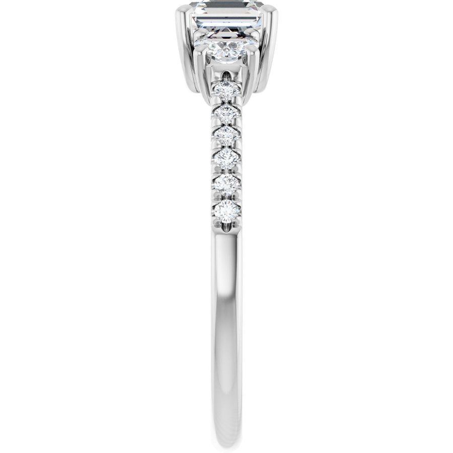 Asscher Accented Three-Stone Engagement Ring Semi-Mount - gallery - Series 123960