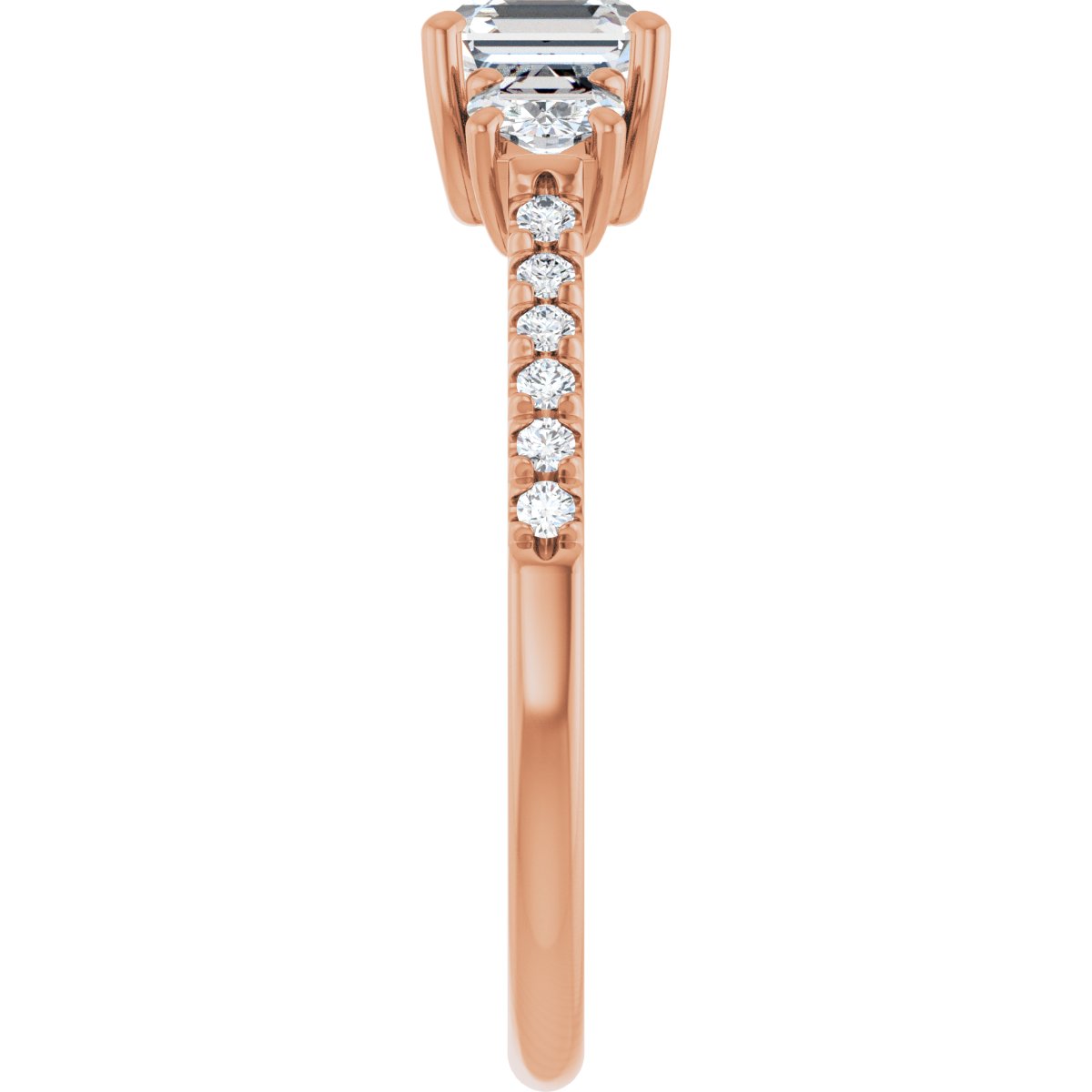 Asscher Accented Three-Stone Engagement Ring Semi-Mount - gallery - Series 123960