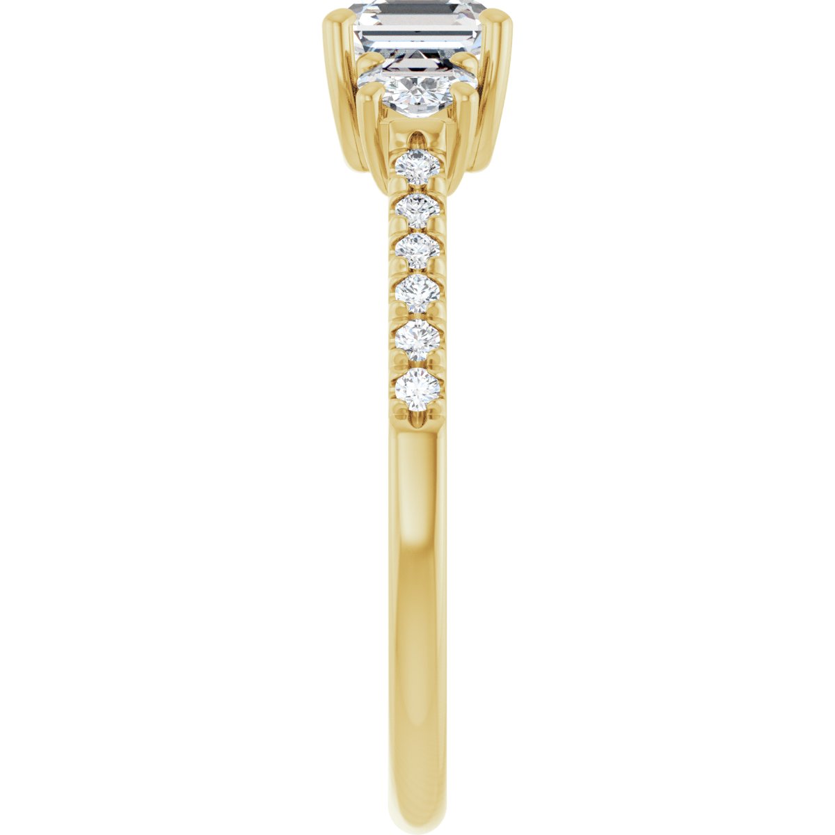 Asscher Accented Three-Stone Engagement Ring Semi-Mount - gallery - Series 123960