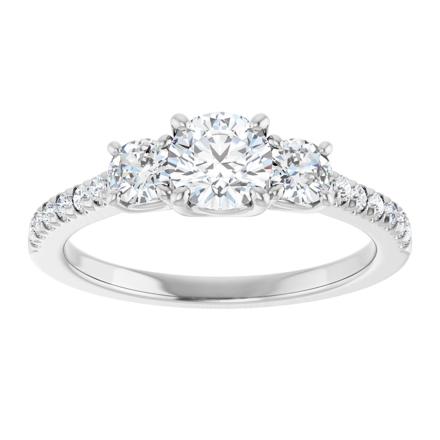 Round Accented Three-Stone Engagement Ring Semi-Mount - gallery - Series 123960