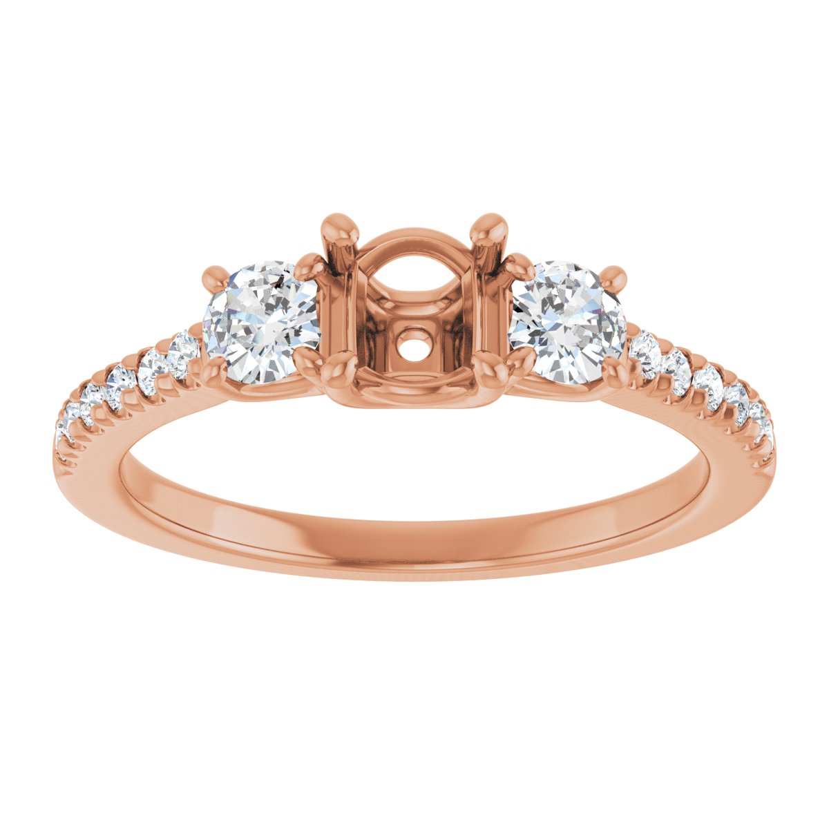 Round Accented Three-Stone Engagement Ring Semi-Mount - gallery - Series 123960