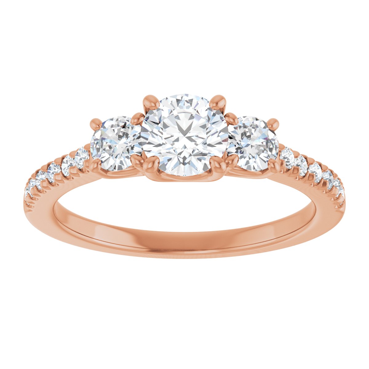 Round Accented Three-Stone Engagement Ring Semi-Mount - gallery - Series 123960