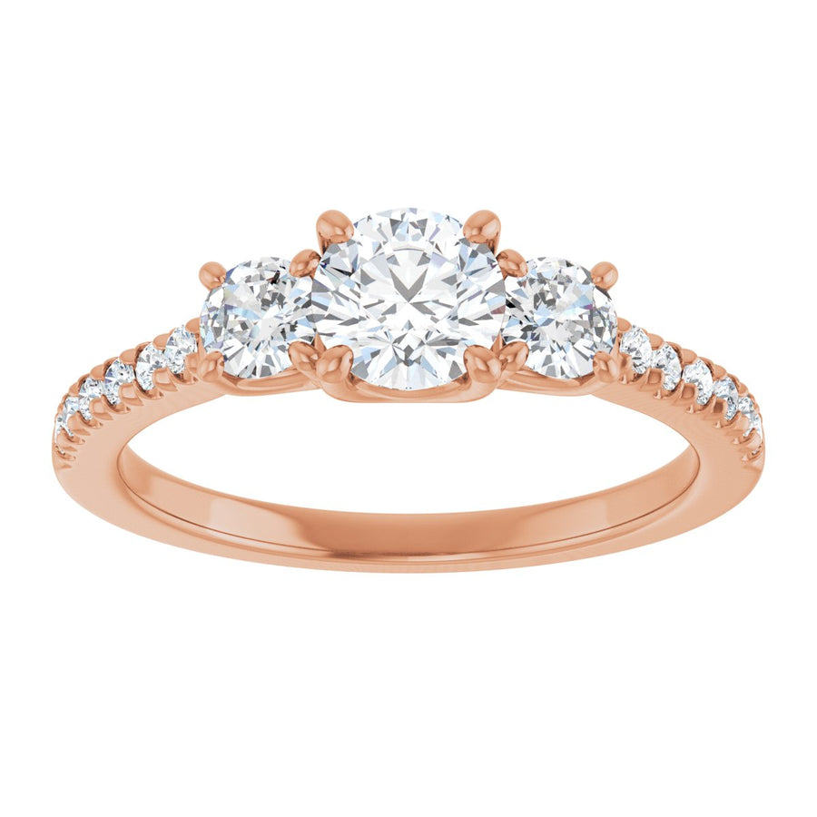 Round Accented Three-Stone Engagement Ring Semi-Mount - gallery - Series 123960