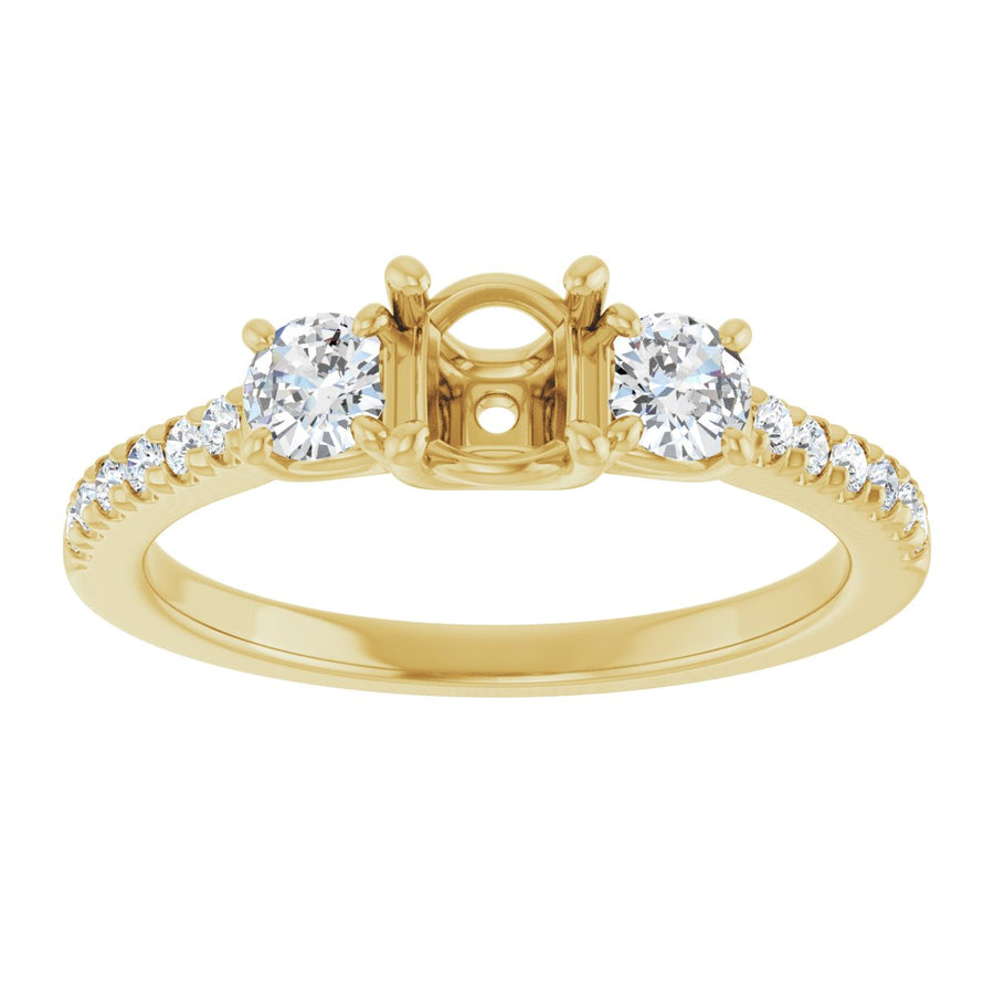 Round Accented Three-Stone Engagement Ring Semi-Mount - gallery - Series 123960