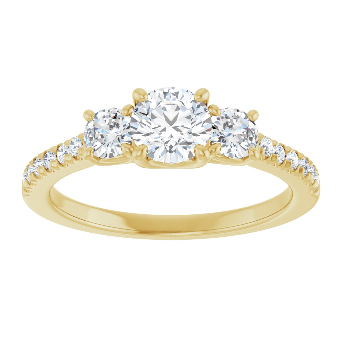 Round Accented Three-Stone Engagement Ring Semi-Mount - gallery - Series 123960
